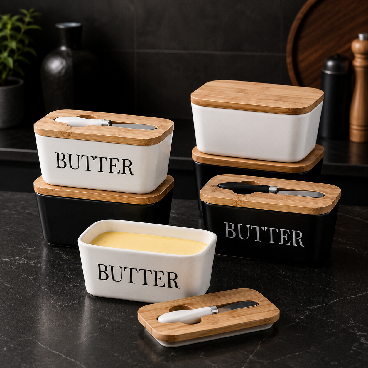 Modern Butter Box with Knife
