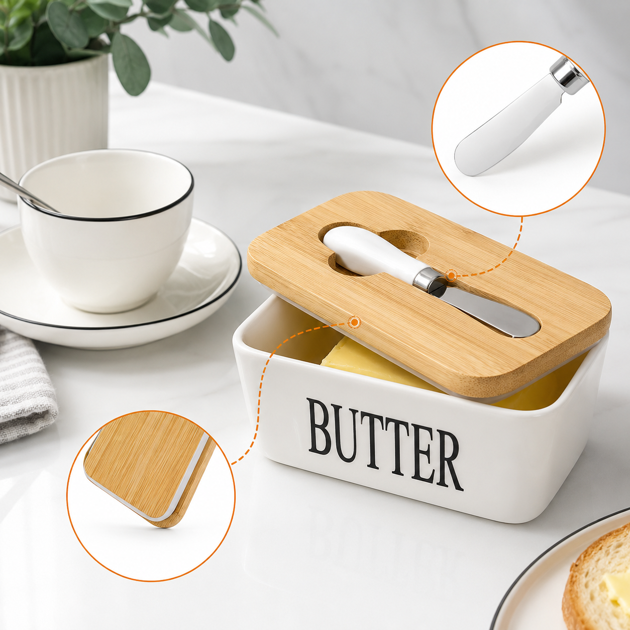 Modern Butter Box with Knife